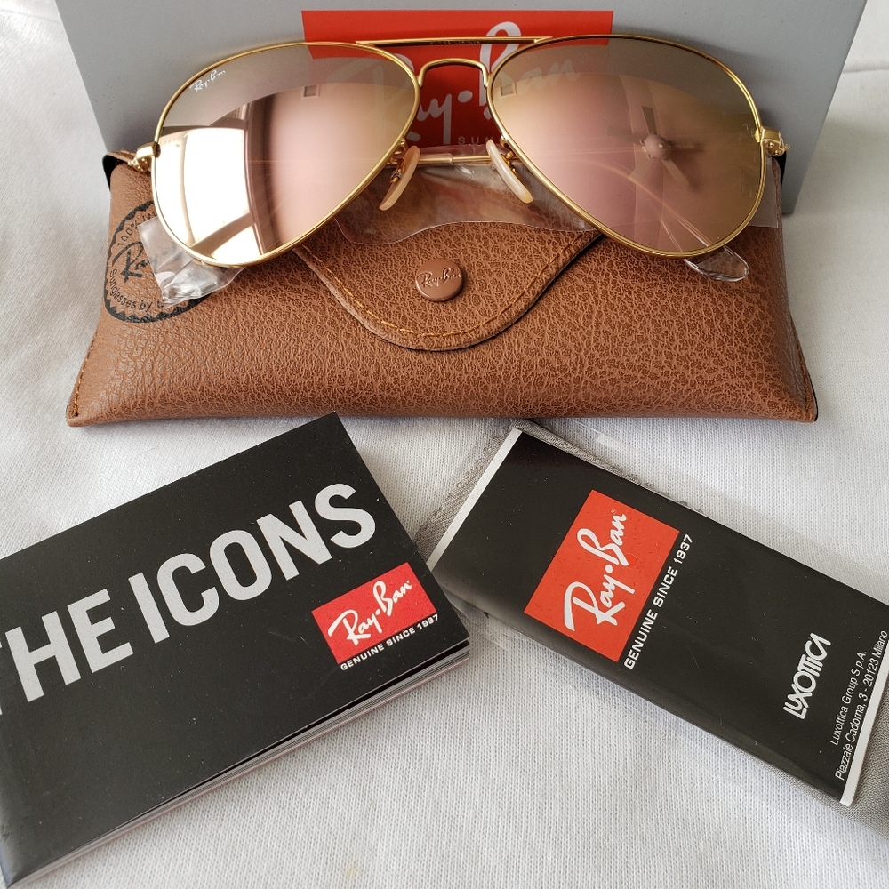 Ray Ban Aviator Sunglasses🌞 Rose Pink Lenses 58mm - Picture 4 of 8